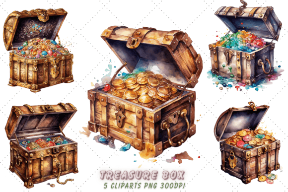 Download Treasure Box Vintage Watercolor Clipart - Premium Resources