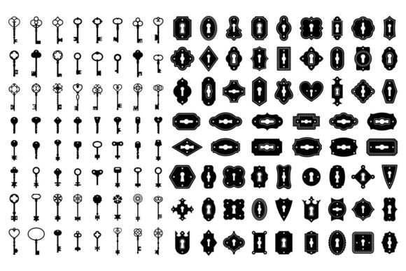 Download Key and Keyhole Silhouettes. Old House - Old Collection