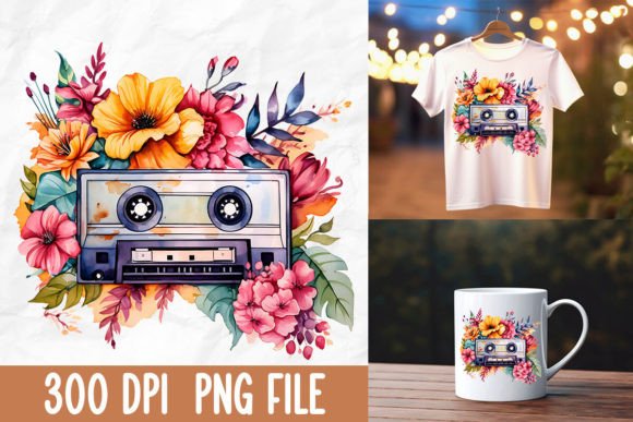 Download Retro 80s Vintage Cassette Tape Flower - Vintage cassette Collection