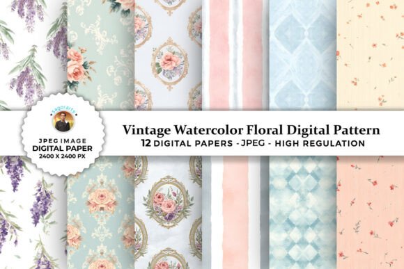 Download Vintage Watercolor Floral Digital Paper - Digital paper Collection