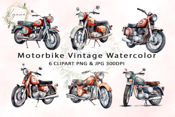 Download Motorbike Vintage Watercolor Clipart - Premium Resources