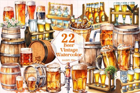 Download Beer Vintage Watercolor Clipart PNG - Premium Resources