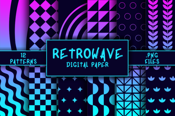 Download Retrowave Pattern Digital Paper - Digital paper Collection