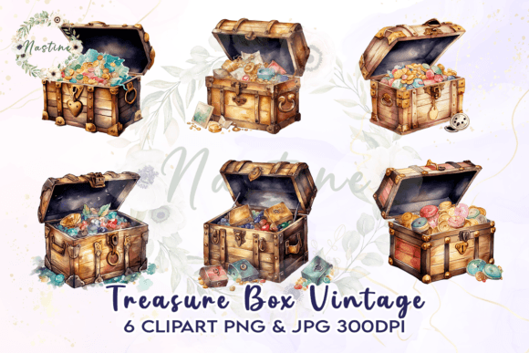 Download Treasure Box Vintage Watercolor Clipart - Premium Resources