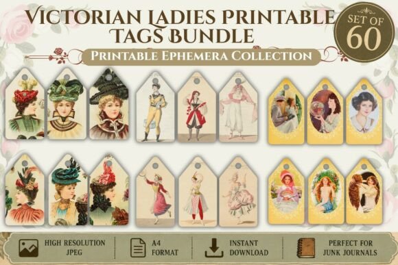 Download Victorian Ladies Printable Tags Bundle - Printable Collection